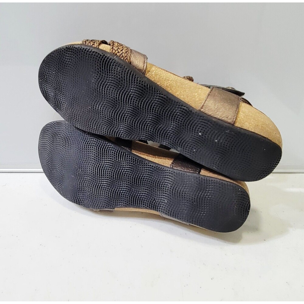 Taos Shoes Size 8-8.5 Trulie Woven Copper Strap Leather Sandals Wedges Comfort - Picture 5 of 6